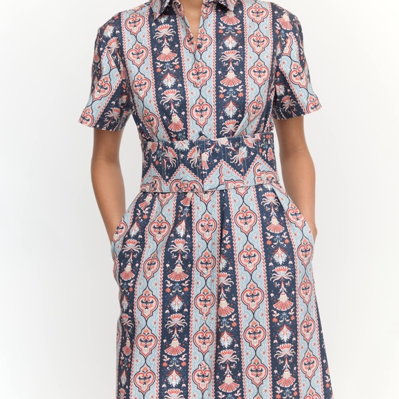 Hill House Home The Carolina Shirt Dress - Navy Emma Stripe Size L - Brand New - Picture 3 of 3